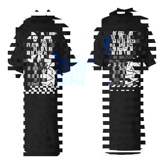 Volleyball Game Day Girls Checkered Mom Blue & White T-Shirt | Seseable UK