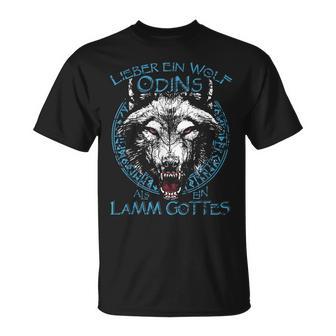 Walhalla Lieber Wolf Wölfe Odins Geri Freki Als Lamm Gottes T-Shirt - Geschenkecke