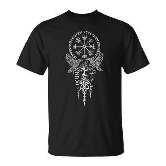 Walhalla Odins Raben Runen Nordischer Kompass Wikinger T-Shirt - Geschenkecke