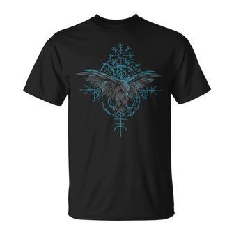 Walhalla Rabe Raben Odins Runen Nordischer Kompass Wikinger T-Shirt - Geschenkecke