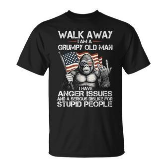 Walk Away I Am A Grumpy Old Man I Have Anger Issue Sasquatch T-Shirt | Seseable UK
