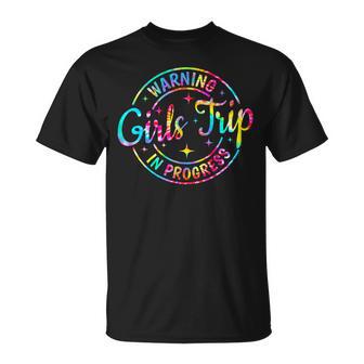 Warning Girls Trip In Progress Tie Dye Vacation Matching T-Shirt - Thegiftio UK