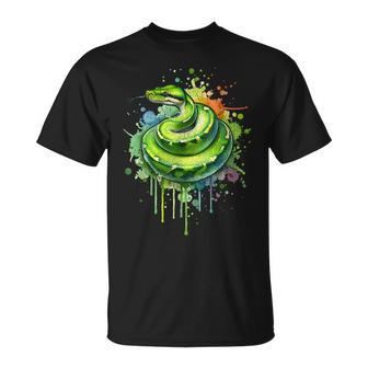 Watercolor Green Tree Python Snake Reptiles Boys & Girls T-Shirt - Thegiftio UK