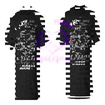 I Wear Purple For Epilepsy Awareness Month Heart Warrior T-Shirt - Monsterry