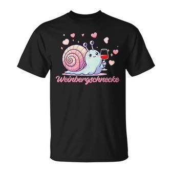 Weinbergschnecke Weinchnecke Weintrinker Wortspiel T-Shirt - Geschenkecke