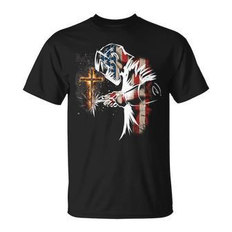 Welder American Flag Mig Tig Welding Faith Cross Christian T-Shirt | Mazezy