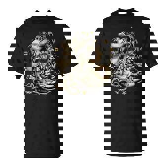 Western Cowboy Boot Horseshoe Sunflower Rope Cowgirl Country Small Black T-Shirt - Thegiftio