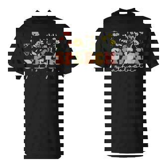 Wildflowers Speech Pathologist Retro Groovy Floral Slp T-Shirt - Monsterry