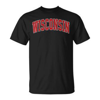 Wisconsin Wi Vintage Athletic Sports T-Shirt - Seseable