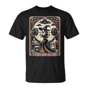 Witch Workout Fitness Deadlifting Hexes Flexes Tarot Card T-Shirt - Thegiftio UK