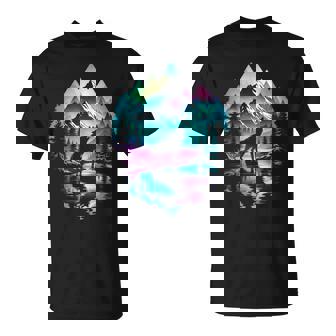 Wolf Forest Moon Vintage Cosmic Howling Wolf Lover Graphic T-Shirt - Monsterry