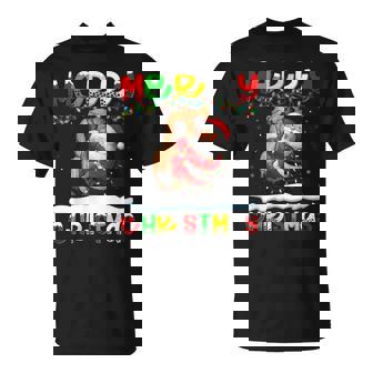 Xmas Lighting Santa Rock Climbing Merry Christmas T-Shirt | Mazezy