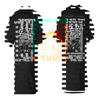 Young Wild Three Monster Truck Birthday 3Rd Racing Boys T-Shirt | Seseable FR