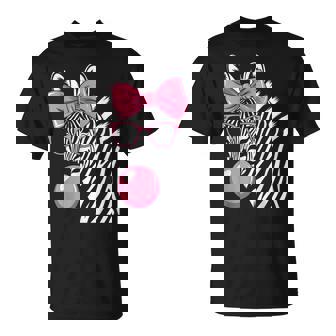 Zebra Wearing Glasses And Blowing Pink Bubble Gum T-Shirt - Monsterry