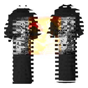 「夜明けの富士山と壮大な侍戦士」 Tシャツ - Kawaiitshirt