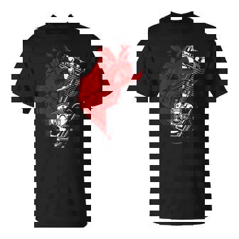 オートバイ エンジン バイカー アンチバレンタインデー 面白いグラフィック Tシャツ - Kawaiitshirt