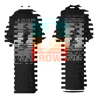 カラス ライフ・イズ・ベター バード鳥類学 カラス Tシャツ - Kawaiitshirt