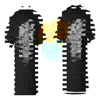 ゴッホ ひまわり&星月夜ポケット 美的アート Tシャツ - Kawaiitshirt