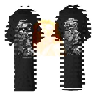 サングラスをかけたライオン 動物大好きライオン かわいいライオン Tシャツ - Kawaiitshirt