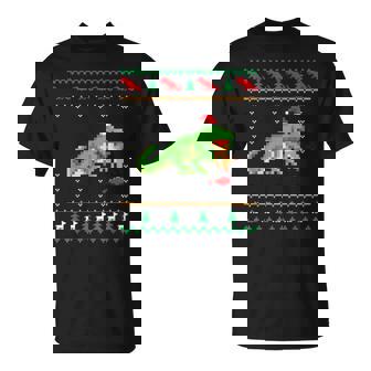 サンタ T-Rex 食べるトナカイ恐竜 アグリークリスマスセーター Tシャツ - Kawaiitshirt