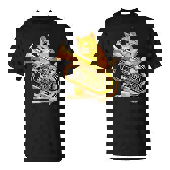 チューバを弾く面白い猫ギフト かわいい子猫ミュージシャンファン Tシャツ - Kawaiitshirt