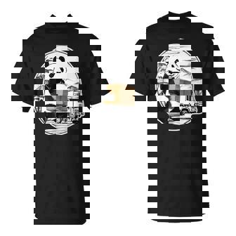 トラック運転手 パンダ 運送業 水墨画 和風 おもしろ 動物 Tシャツ - Kawaiitshirt