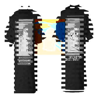 ハニワくん の ムンクの叫び 埴輪【ゆるフレンズ】名画 パロディ 歴史土器 キャラクター かわいい イラスト 面白い 長袖tシャツ Tシャツ - Kawaiitshirt