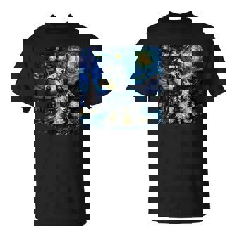 バン・ゴッホ 星月夜ミニチュア・シュナウザー 長袖tシャツ Tシャツ - Kawaiitshirt