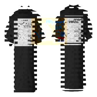 ミズーリ州、マップフラッグアーチブルーバードフラワーランドマーク Tシャツ - Kawaiitshirt