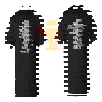 ヤクザ 猫 サムライ タトゥー 日本語 オレンジ 猫 グラフィック Tシャツ - Kawaiitshirt