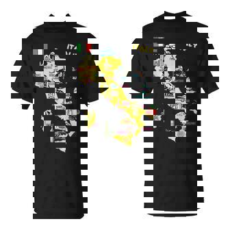 手描きのイタリア地図 観光地 Tシャツ - Kawaiitshirt