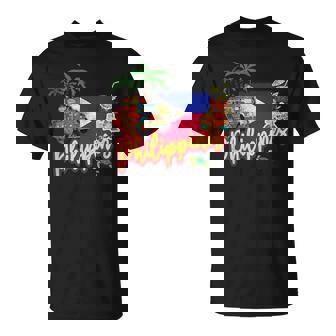 旗のヤシの木のお土産とフィリピンのヴィンテージメガネザル Tシャツ - Kawaiitshirt