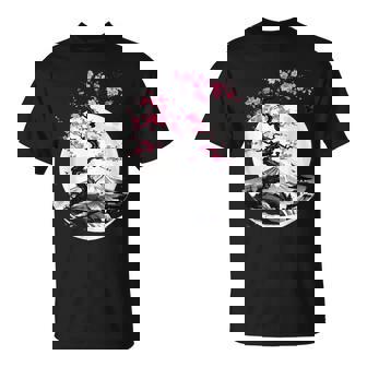 桜と月と富士山のtシャツ 春 花見 和柄 和風 和 メンズ レディース キッズ 水墨画 ギフト 服 サクラ Tシャツ - Kawaiitshirt