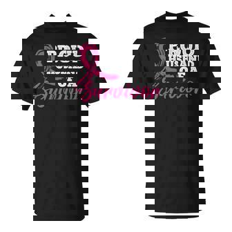 生存者の乳がん啓発の誇り高き夫。 長袖tシャツ Tシャツ - Kawaiitshirt