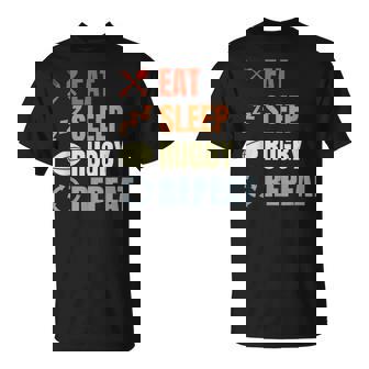 食べる寝るラグビーリピートラグビーコーチチームスポーツ Tシャツ - Kawaiitshirt