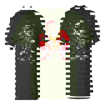 African American Christmas Pajama Xmas Afro Santa Claus Pj T-Shirt | Seseable UK