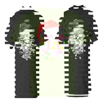 Baseball Christmas Lights Boys Youth Santa Sports T-Shirt | Mazezy