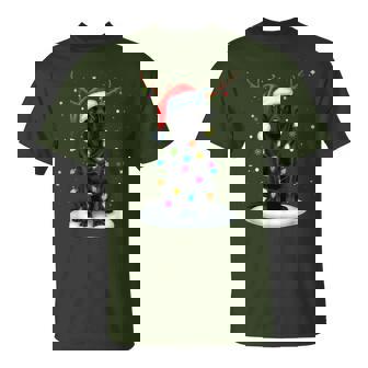 Black Lab Labrador Christmas Dog Reindeer Lights Pajama Xmas T-Shirt | Mazezy