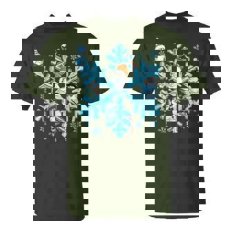 Blue Snowflakes And Snowman Christmas Family Matching Xmas T-Shirt - Monsterry