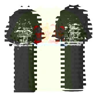 Cat Christmas Light Reindeer Santa Christmas Cat Lover Xmas T-Shirt | Mazezy