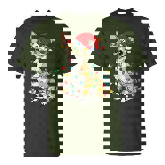 Chihuahua Dog Christmas Lights Santa Xmas Pet Dog Lover T-Shirt - Monsterry