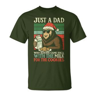 Christmas Bigfoot Papa Just A Dad Came Back Milk & Cookies T-Shirt - Thegiftio UK