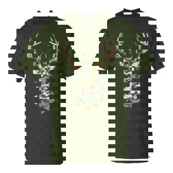 Christmas Camo Holiday Hunting Reindeer Deer Xmas Lights T-Shirt - Thegiftio