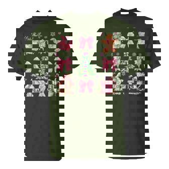 Christmas Coquette Bow Pink Gingerbread Xmas Girls Holiday T-Shirt - Monsterry