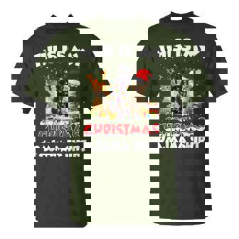 This Is My Christmas Pajama Santa Cat Light Xmas T-Shirt | Mazezy