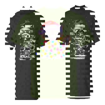 Christmas Racoon Christmas Lights Raccoon Holiday T-Shirt | Mazezy