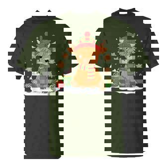 Cute Christmas Highland Cow Lover Xmas Farm Animal T-Shirt | Seseable CA