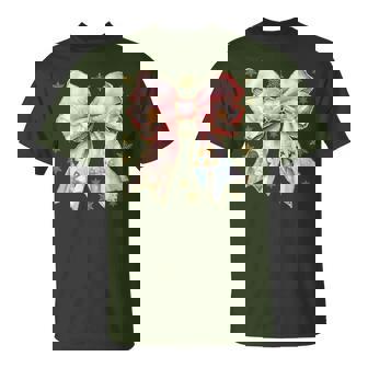 Cute Coquette Bow Baby Jesus Nativity Scene Christian Xmas T-Shirt | Mazezy