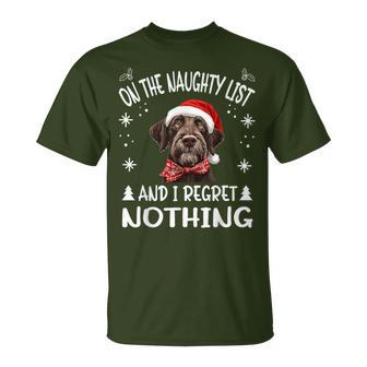 Cute German Wirehaired Pointer Dog Christmas On The Naughty T-Shirt - Thegiftio UK