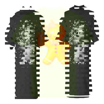 Cute Gingerbread Leopard Coquette Christmas Xmas Girl Women T-Shirt | Mazezy